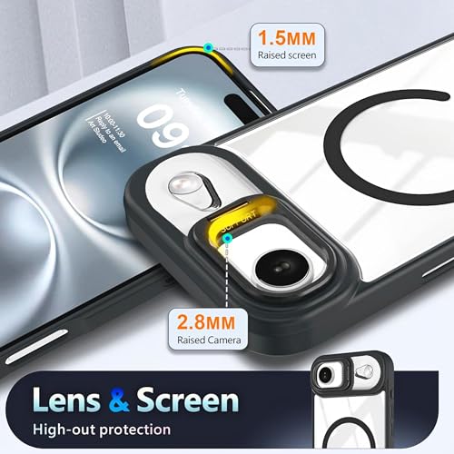 Image of VONZEE Clear Camera Kickstand Case for iPhone 17 Air, Built-in Adjustable Camera Stand, Clear Magnetic Mag-Safe Shockproof Classic Series Phone Cover (Black)