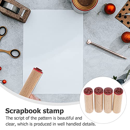 Coheali 12 Pcs Round Wood Wooden Natural Wood Round Wooden Rubber Stamp Rubber Stamp Floral #TOP3