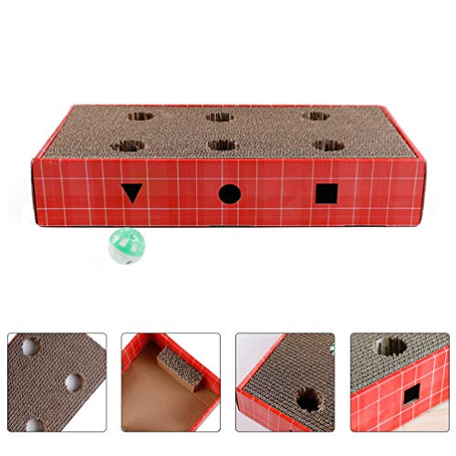 ULTECHNOVO Gato Ondulado Scratcher Papelão Gatinho Puzzle Kitty Kitty Scratch Pad Garras Jogo Intera