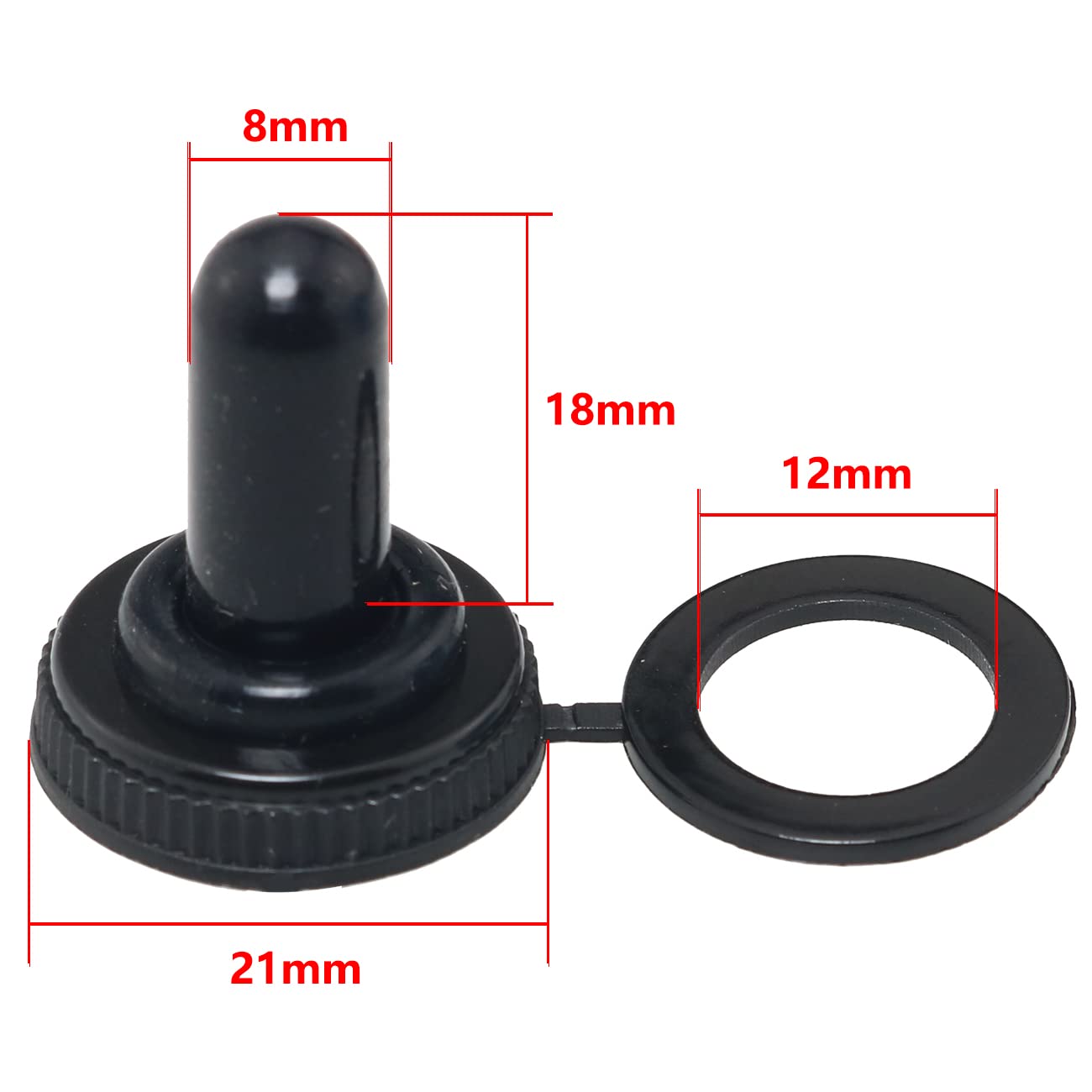 5pz. 12mm mini interruttore a levetta gomma impermeabile tappo avvio