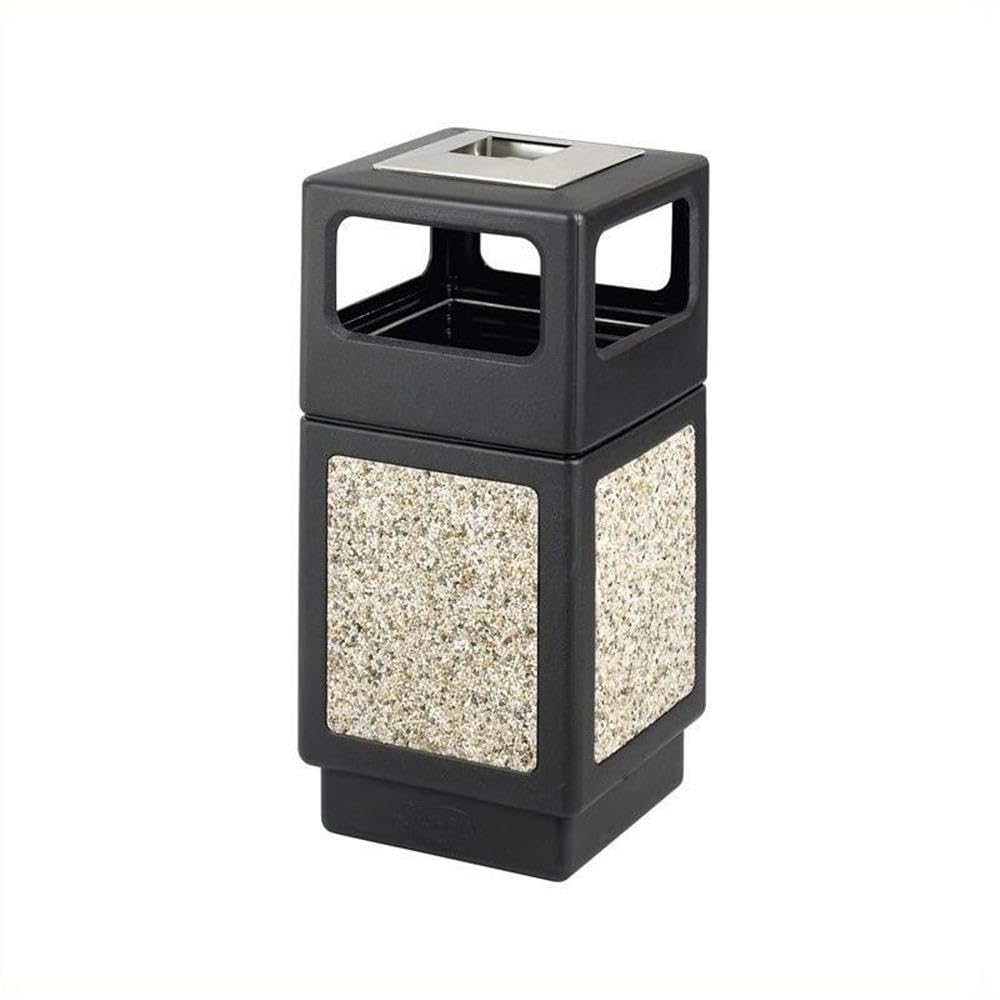 Home Square 2 Piece Outdoor Panel Side Opening Trash Can Set in Black