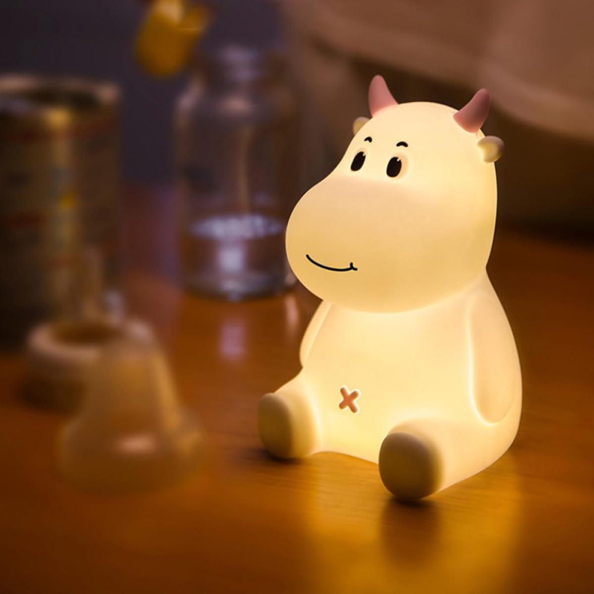 Toyvian Kuhlicht Nachtlicht Tischlampe 1 Satz, 1200mah Silikon Rosa