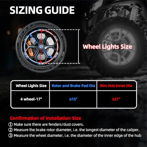 Image of 17'' White Double Row LED Wheel Lights for Cars Trucks Off Road 4PCS | Wireless Remote Control