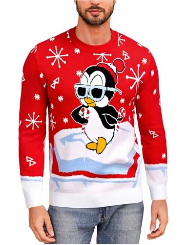 Demigimi Weihnachtspullover Herren Ugly Lustig Strickpullover Ugly...