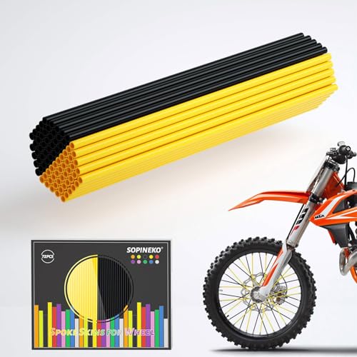 Image of 72Pcs Spoke Skins Covers Spoke Wraps Wheel Decoration for Motorcycle Bicycle Dirt Bike Wheelchair(Yellow & Black)