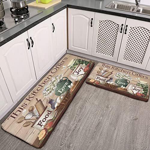 Kitchen mat 2 Piece Set antifatigue Kitchen mats This Kitchen Offers Food Love Joy
