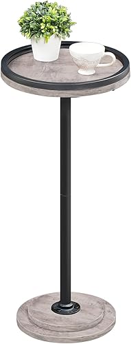 HOOBRO Mesa auxiliar redonda pequeña, mesa de bebidas, mesa de café Martini con acento de pedestal para espacios pequeños en sala de estar,