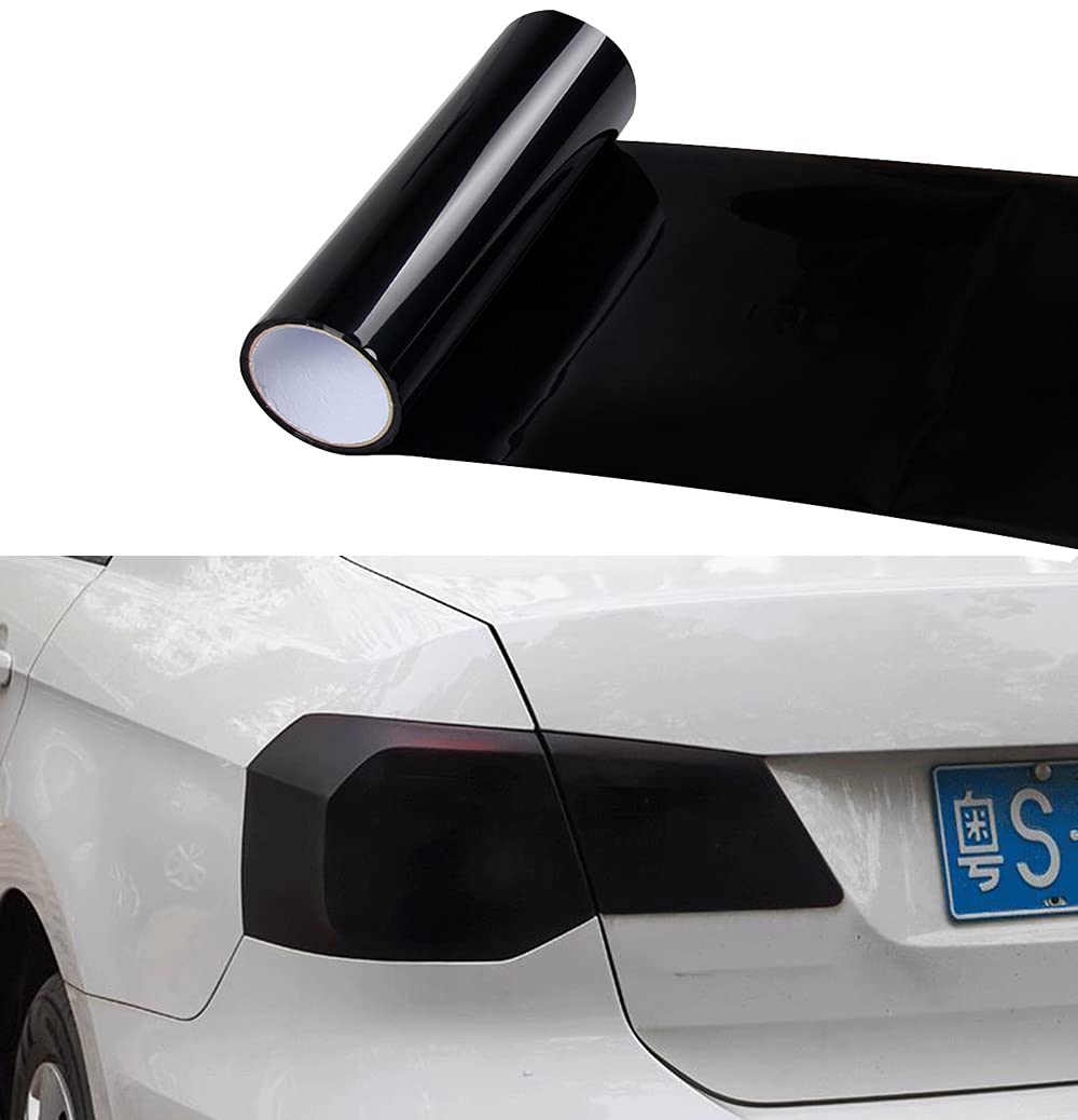 12 by 48 inches Self Adhesive Auto Car Tint Headlight Taillight Fog Light Vinyl Smoke Film Sheet Sticker Cover (Black)