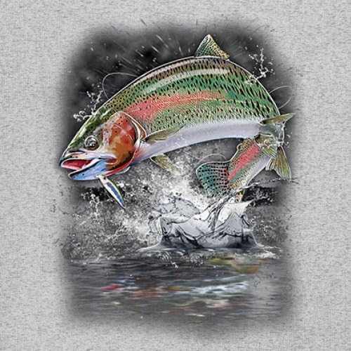 Jumping Rainbow Trout Youth T-Shirt Freshwater Fish Fly Fishing Lover Fisherman Angler Lure Nature Relax Chill Kids3
