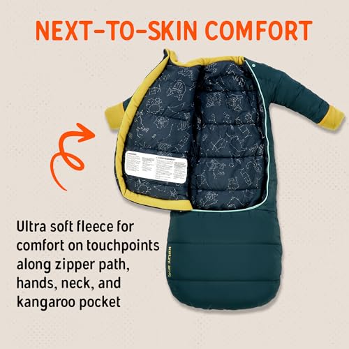 Image of Kelty Space Cadet Infant and Toddler Sleeping Bag (30 or 40F /8M to 2T) | Cozy and Warm, Arms Out Design, 40F Degree Rating, Fleece-Lined Hand Covers, Snap Back Buttons, Machine Washable