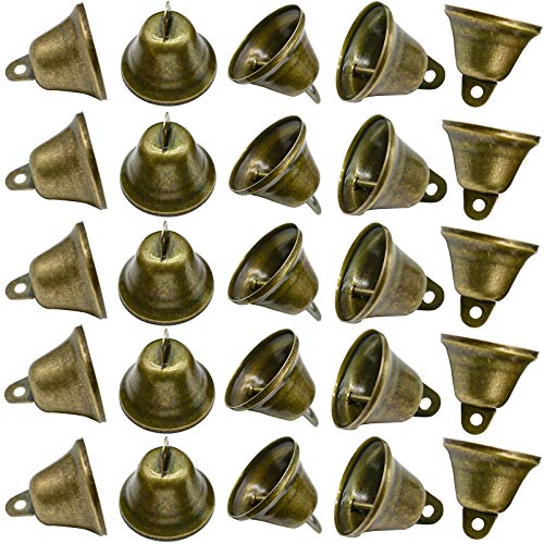 Maydahui 90Pcs Bronze Jingle Bells Brass Color Vintage Small Craft Bell (1.7 X 1.5 Inches) For Wedding, Doors, Dog Collar,Christmas Hallowmas Decor #TOP7