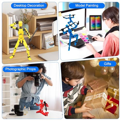 Image of Ramoni 4 Pcs T13 Action Figure, 1 /14 Scale, 3D Printed, Multi Articular, 30+ Joints, Red, Blue, Pink, Green