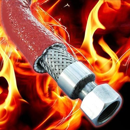 Image of Fuel Line Heat Shield Insulation Heat Shielded Fire Thermo Armor Fire Sleeve Silicone Coated Fiberglass Heat Protection for Automotive Hose Lines & Electrical Wiring(Red 3 /8 inch ID x5FT)