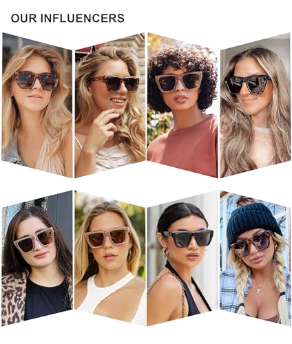 SOJOS Fashion Oversized Square Cat Eye Polarized Sunglasses for Women Trendy Cateye Style Womens Sunglasses SJ2179
