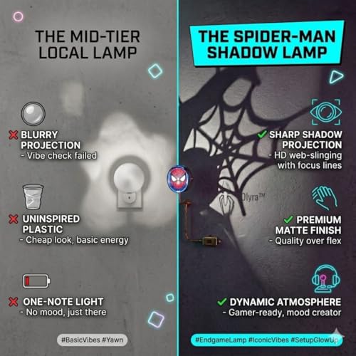 Image of OLYRA Superhero Shadow Lamp for Bedroom Wall | 3D Night Lamp for Kids Room | LED Superhero Shadow Light for Wall Decor | USB Powered Shadow Projection Lamp | Birthday Gift for Boys