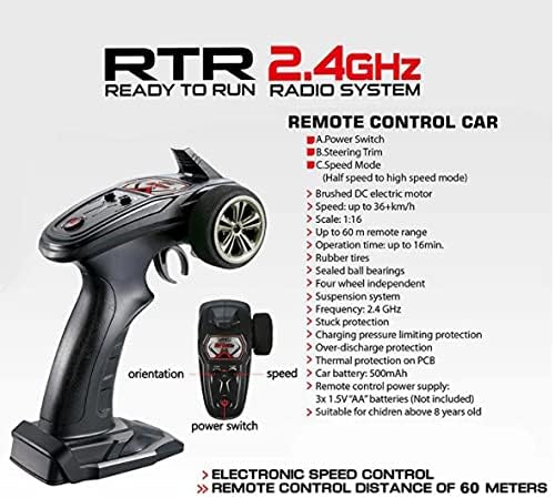 Miniatura 9 de FMT - Camiones RC de alta velocidad a escala 1:16 de 36 kmh para adultos – 4WD eléctrico todoterreno a prueba de agua, vehículos de control de