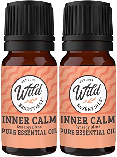Wild Essentials Signature Inner Calm 100% Pure and Natural Essential Oil Super Blend - Two 10 ML Bottle Set - Great for Anxiety and Stress - New Look, Same Blend, Made in The USA