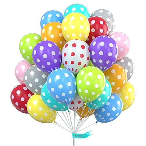 Image of RasuDecor 20 Pieces 12 inch Polka Dot Latex Balloon Mix Color with White Dot Balloons (10+10), 12 Inch Latex Polka Dots Balloons for Kids Women Men Birthday Easter Engagement Wedding, Halloween Party Supplies Decor #RasuImpex (20Pcs 12 inchPolkaDotMixColor)