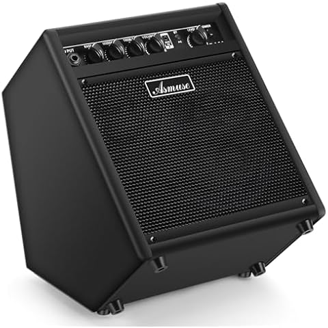 Asmuse Electric Drum Amp 35W, Mini Bluetooth Amp for Electric Guitar Drum Keyboard Piano for Home Practice, Protable Electronic Drum Amplifier Speaker with Monitor 3 Band EQ Cover