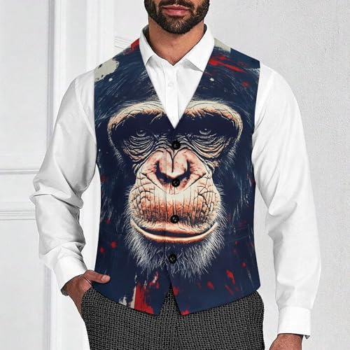 British Flag Monkey Suit Vest for Men Waistcoat Dressy V Neck Button Down Sleeveless Business Jacket Coat4