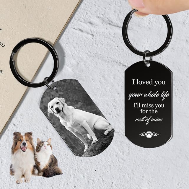 Rainsar Personalized Dog Keychain Memorial Gifts for Loss of Dog - Custom Pet Photo Keychain in Memory of Dogs & Cats, Sympathy Gift for Pet Passed Away
