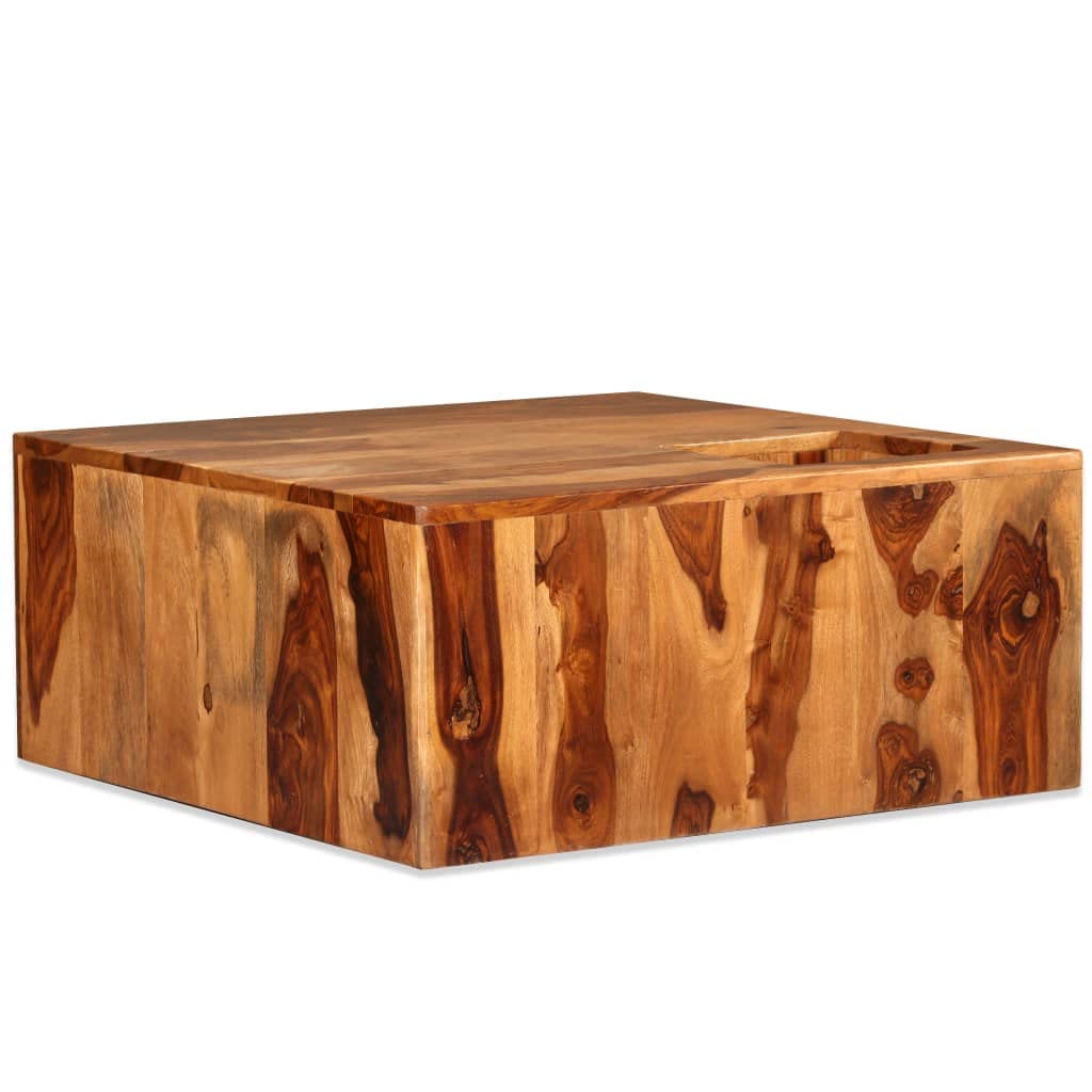 Wooden Square Coffee Table, Mid Century Modern Farmhouse Square Coffee Table for Living Room and Family Room, Solid Sheesham Wood 27.6"x27.6"x11.8"
