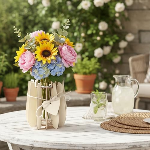 Image of Wooden Vase for Lego Flowers Bouquet, 3D Puzzle Vase Compatible with Lego Botanicals Collection, Roses, Sunflowers for Adults Display