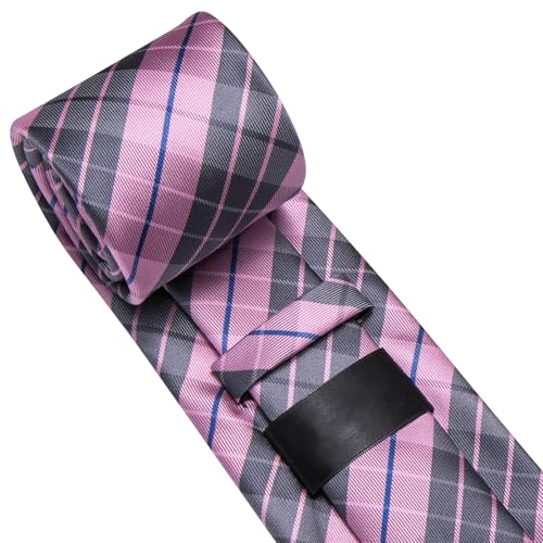 Image of Dubulle Silk Ties Set for Men Formal Paisley Striped Necktie Pocket Square Cufflinks 3PCS Sets Wedding Business Party