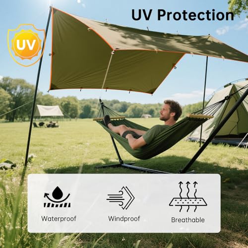 FREE SOLDIER Waterproof Portable Tarp Multifunctional Outdoor Camping Traveling Awning Backpacking Tarp Shelter Rain (Brown 10×10.5ft) - Image 5