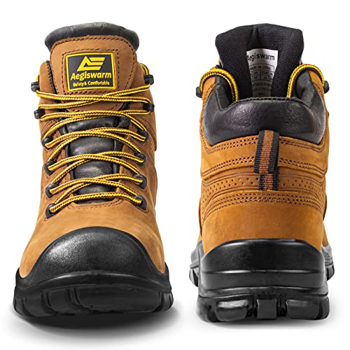 6" Steel Toe Work Boots for Men Waterproof Durable Crazy-Horse Non Slip Industrial and Construction Safety Footwear Mens Work Boots2