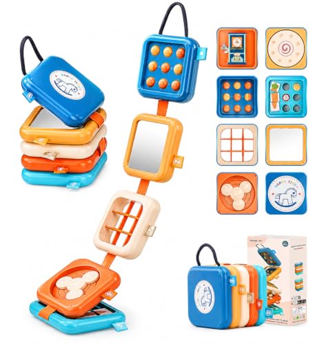 Image of Busy Board for 1 Year Old, Travel Toys for Toddler 1-3 on Plane Car, Montessori Busy Board Busy Cube, Toys for 1 Year Old Boy Girl, Stocking Stuffers for Toddler (Blue)