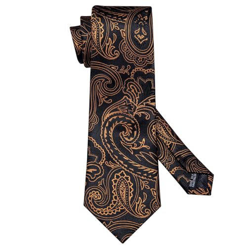 Image of Barry.Wang Men Tie Set Paisley Silk Necktie Pocket Square Cufflinks Formal Wedding Business Party
