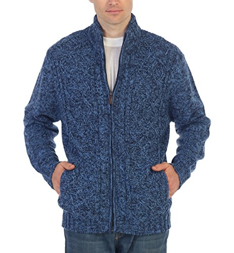 Gioberti Mens Heavy Weight Cardigan Twisted Knit Full-Zipper Sweater2