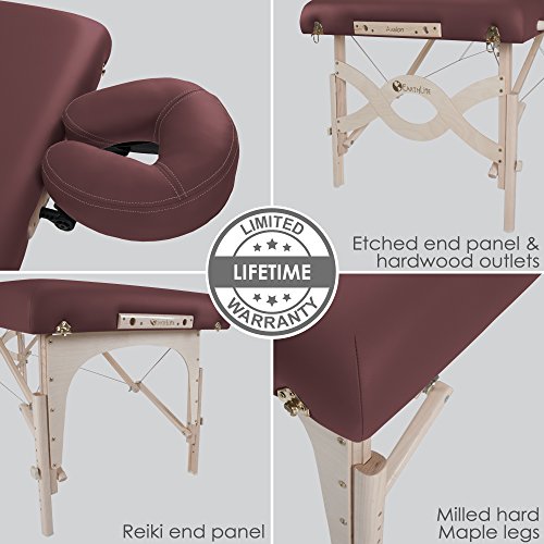 Image of EARTHLITE Portable Massage Table Package AVALON - Reiki Endplate, Premium Flex-Rest Face Cradle & Strata Cushion, Carry Case (30 inchx73 inch)