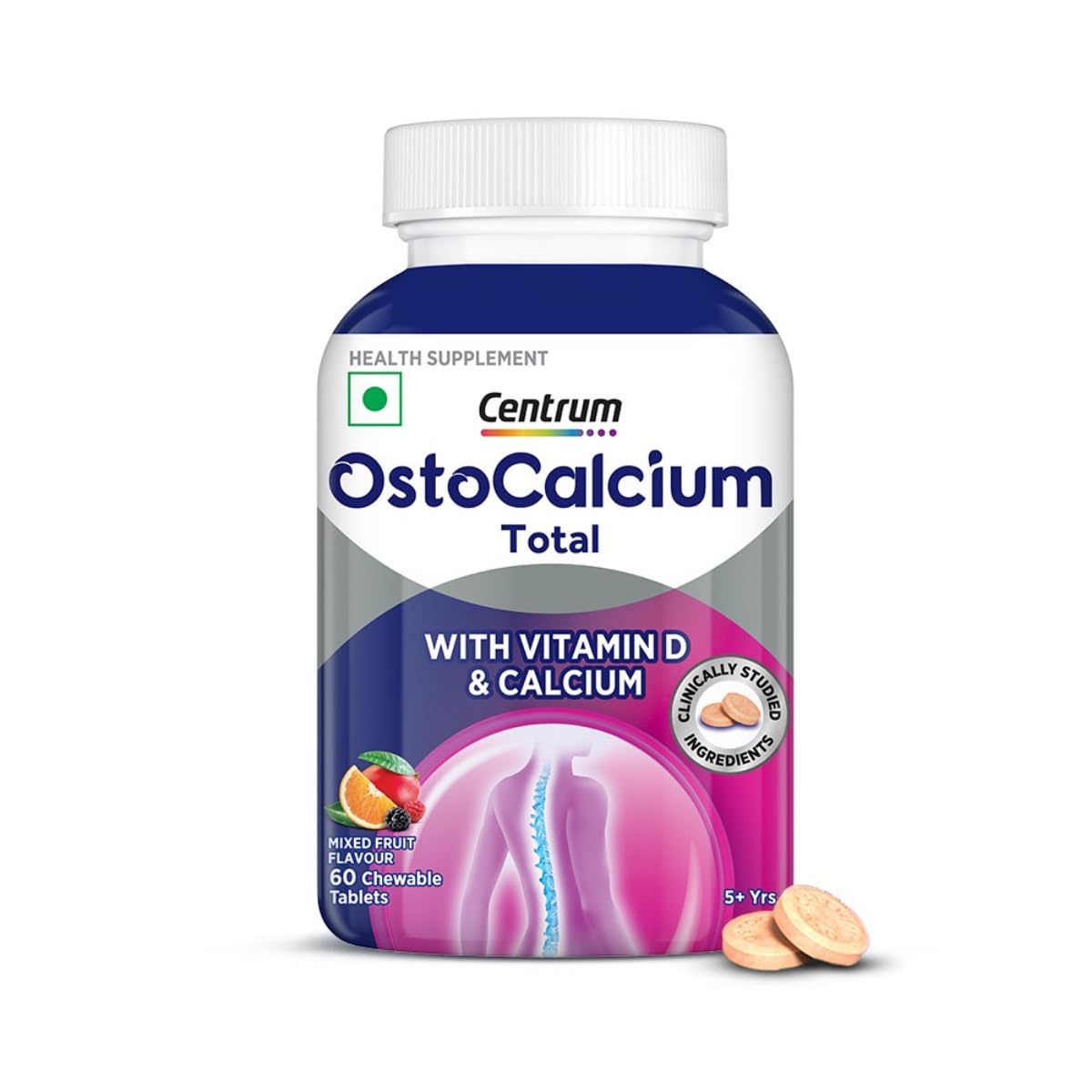 - Ostocalcium Total Chewable Tablets For Women & Men | Vitamin D & Calcium Tablets To Support Strong Bones, Joints & Muscles |60 Tablets, 128 Grams