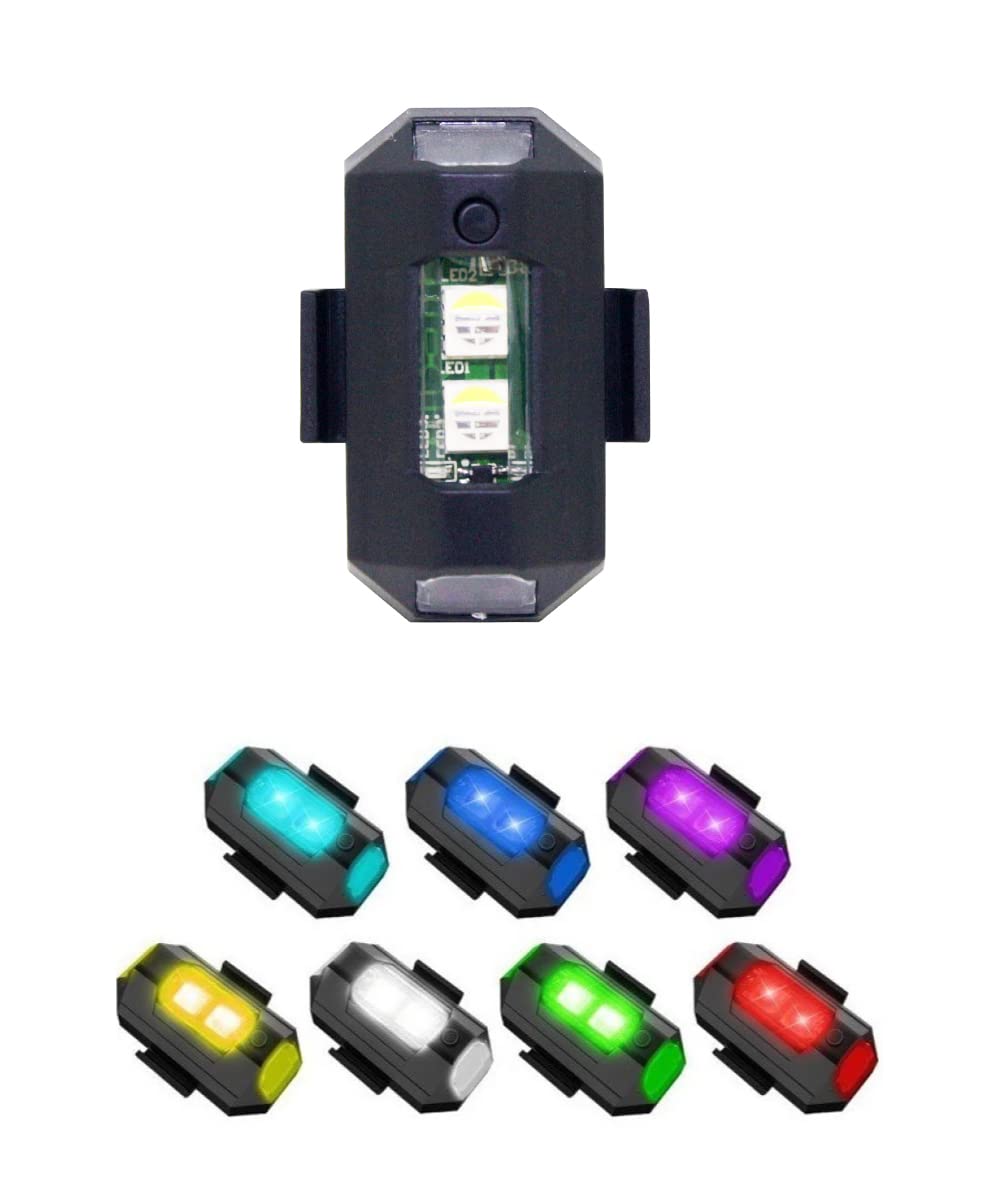 Fabtec Aluminium Airplane Light (7 Colors) Waterproof Universal Warning Signal Blinker Led Strobe Rechargeable Safety Light for Bike Cars Drones Helmet (Pack of 1)