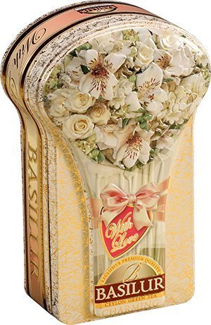 Basilur, With Love Collection, Charming - Pure Green Tea with Natural Coconut, Cornflower, Rose & Pomegranate, 100% Pure Ceylon Tea, 100g / 3.53oz of Luxury Loose Leaf Tea