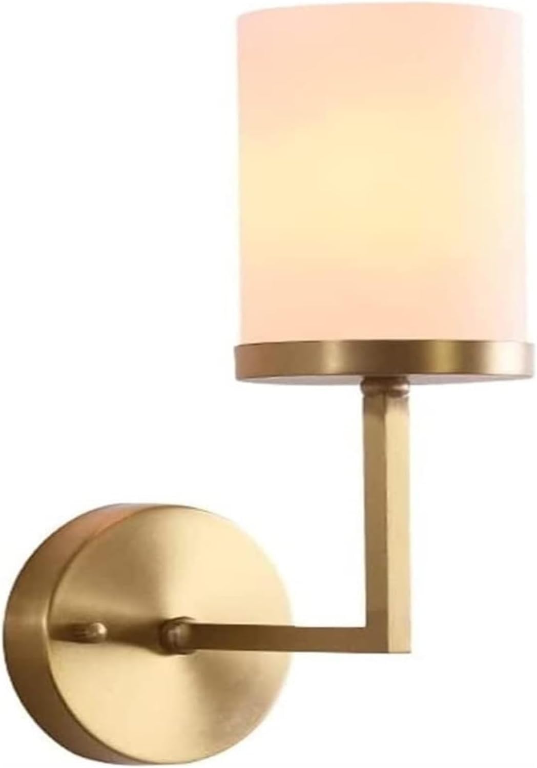 CWCQGH Wall Lamp Gold Bathroom Wall Light Milky White Glass Shade and Metal Base Bedside Reading Lamp Wall Mount Sconce Fixture
