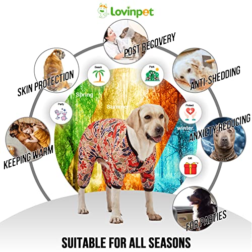 LovinPet Large Breed Dog Pajamas, Lightweight Pullover Full Coverage Dog Pjs, Pitbull Onesie, Happy Horse Coral Print - Image 4