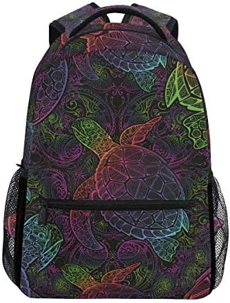 senya School Backpack Boho Sea Turtle Mandala Bookbag for Boys Girls Travel Bag One Size