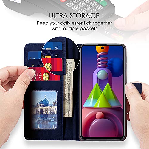 Image of WOW IMAGINE Shock Proof Flip Case Back Cover for Samsung Galaxy A52 5G | A52s 5G | A52 4G (Flexible | Leather Finish | Card Pockets Wallet & Stand | Blue)