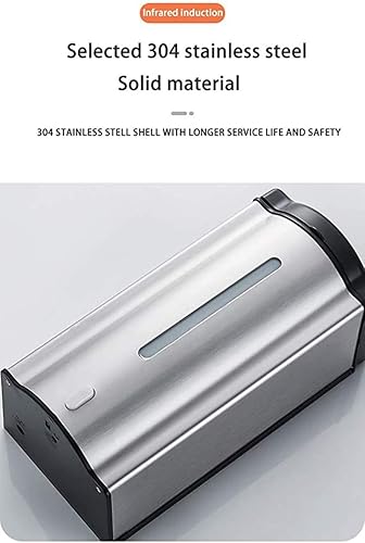 Miniatura 4 de Dispensador de jabón eléctrico, dispensador automático de jabón de manos sin contacto de acero inoxidable montado en la pared para baño, cocina,
