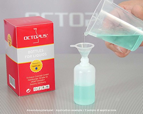 10 x 50 ml Liquidflaschen mit Trichter + Messbecher + Etiketten, z.B. für E-Liquids + E-Zigaretten, LDPE Plastikflaschen… – Bild 5