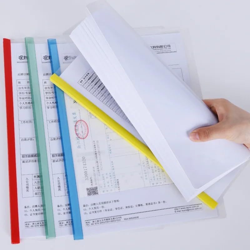 ANG Plastic Strip File Folder for Document Sliding Bar Report Covers,30 Sheet Capacity, Transparent Resume Presentation File Folders Organizer Binder for A4 Size Paper Patti File (Transparent, 20) 3