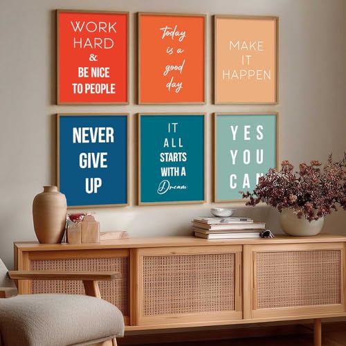 Image of kotart Motivational Quote | Poster with glass frames, wall frames for wall hanging, Home decor wall paintings for living room, bed room Set of 6 Multicolo (13x17 inch, I)