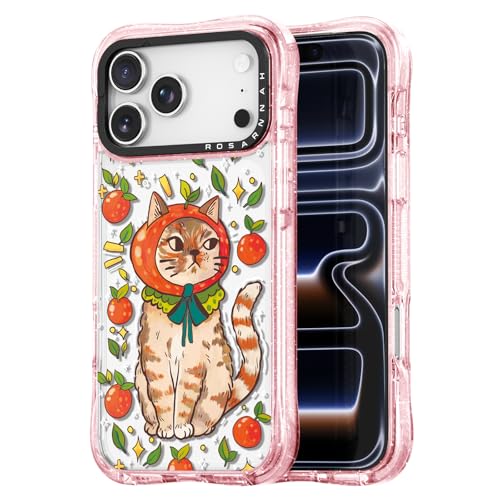 Coque iPhone Pro antichoc rigide rose pailleté avec motif chat