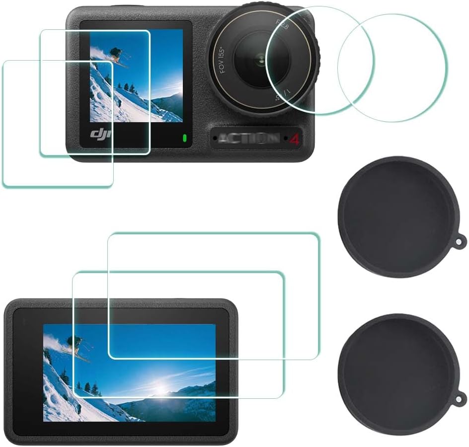 ULBTER Screen Protector for DJI OSMO Action 4 Camera + Lens cap[6+2 Pieces]