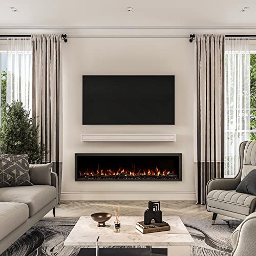 Modern Ember Highmark 72 Inch Smart Linear Electric Fireplace Insert - Premium Flame With 10 Colors, Sleek Hidden Vent Design, Install Recessed In-Wall Or Wall-Mount, Wifi And Voice-Enabled #TOP2