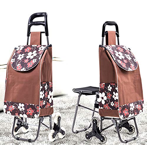 H.Slay Einkaufstrolley mit Rädern und Sitz, Einkaufsroller Treppensteigen wasserdichte Oxford Tuch Starke… – Bild 7