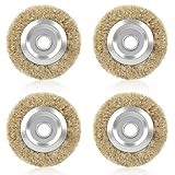 TAIHOBO 4 Stück Runde Drahtbürste für Gloria, Stahldrahtbürste mit Schaftloch Kompatibel con Ryobi RAC814 RY18PCA-0 OPC1800 OPC1815 EFB 400/401 für Unkraut, Moos, Steine ​​rost Entfernen